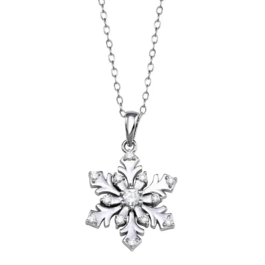 JEWELINE Snowflake Sparkle - 925 Sterling Silver Necklace