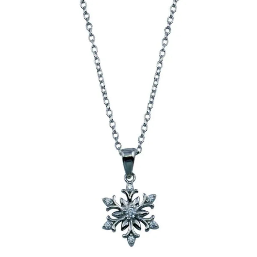 JEWELINE Snowflake Charm - 925 Sterling Silver Necklace